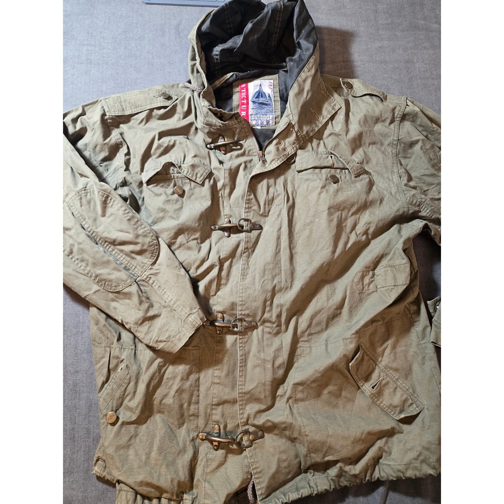 Structure Expedition Utility Chore Jacket Men Large Toggle Clasp Hooded Greeen